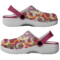 Hawaiian Plumeria Lei Clogs Shoes Kakau Motifs and Palaka Half Style Pink Color - Polynesian Pride