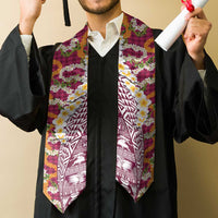 Hawaiian Plumeria Lei Graduation Stole Kakau Motifs and Palaka Half Style Pink Color LT03 - Polynesian Pride