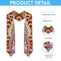 Hawaiian Plumeria Lei Graduation Stole Kakau Motifs and Palaka Half Style Red Color LT03 - Polynesian Pride