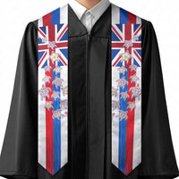 Hawaiian Polynesian Tribal Turtles Graduation Stole with Lei and Flag Style