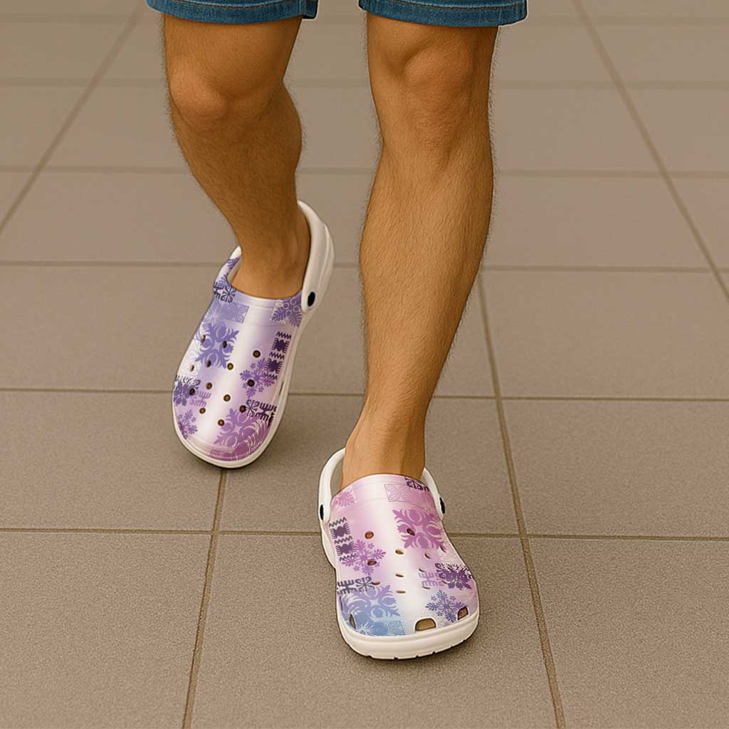 Hawaiian Quilt Clogs Shoes Vintage Pattern Galaxy - Polynesian Pride