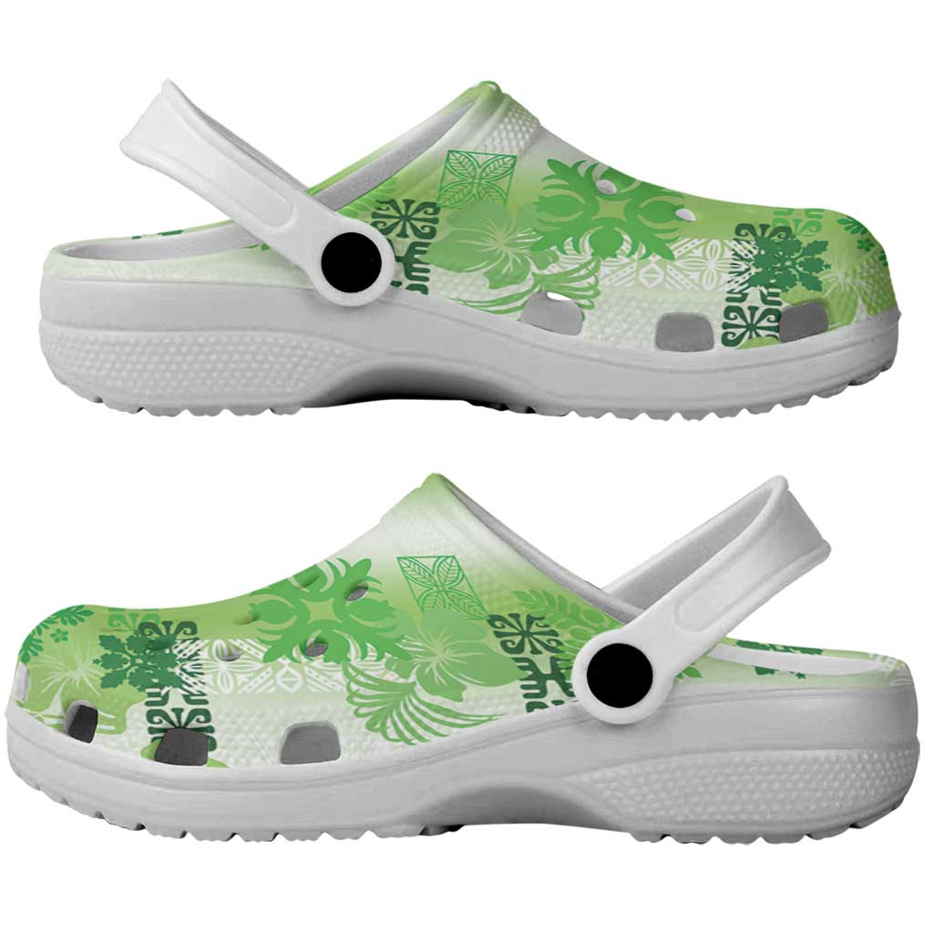 Hawaiian Quilt Clogs Shoes Vintage Pattern Green - Polynesian Pride