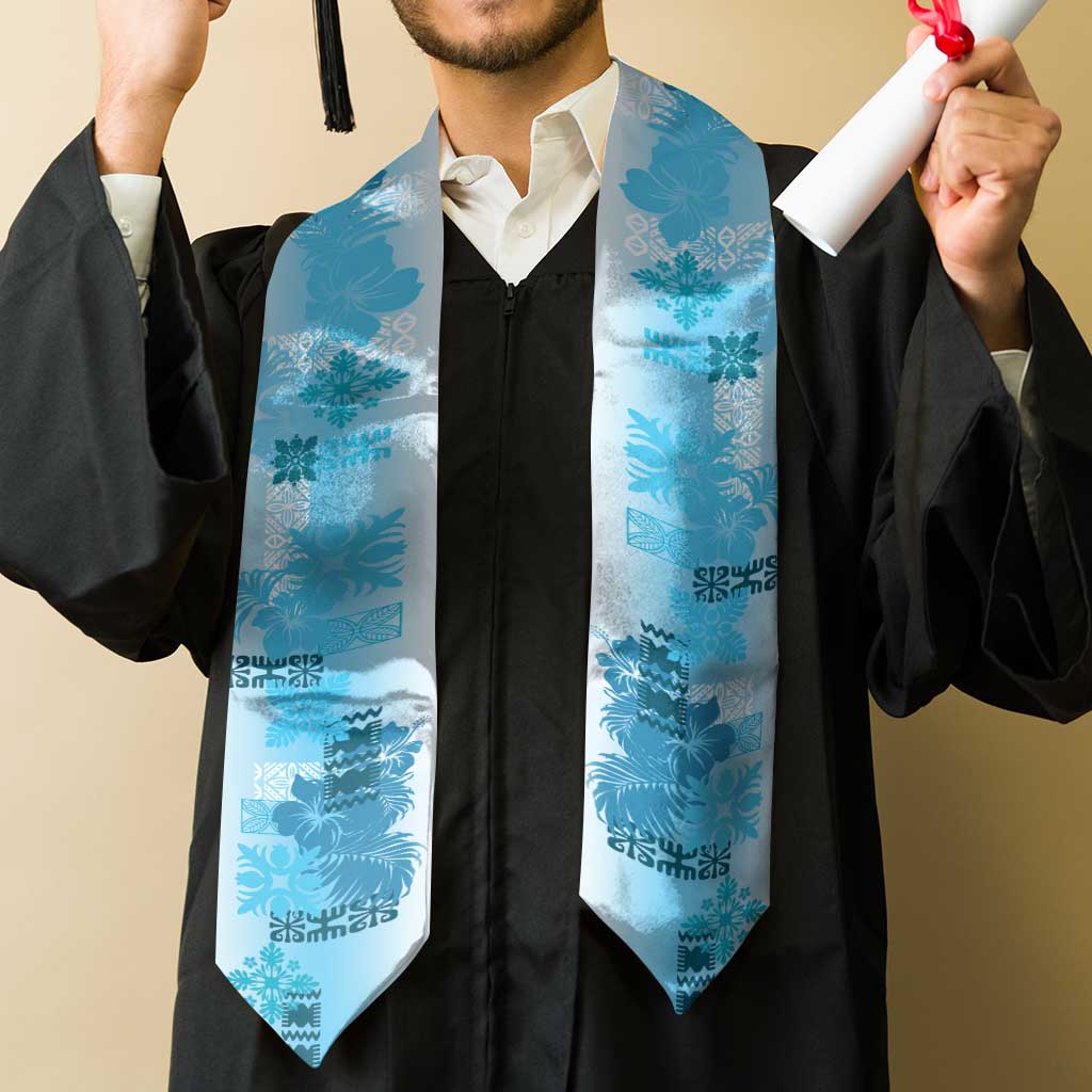 Hawaiian Quilt Graduation Stole Vintage Pattern Blue LT05 - Polynesian Pride