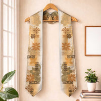 Hawaiian Quilt Graduation Stole Vintage Pattern Brown LT05 One Size Brown - Polynesian Pride