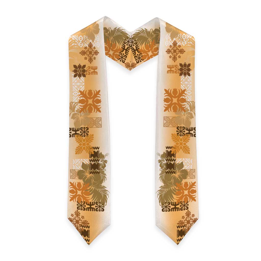 Hawaiian Quilt Graduation Stole Vintage Pattern Brown LT05 - Polynesian Pride