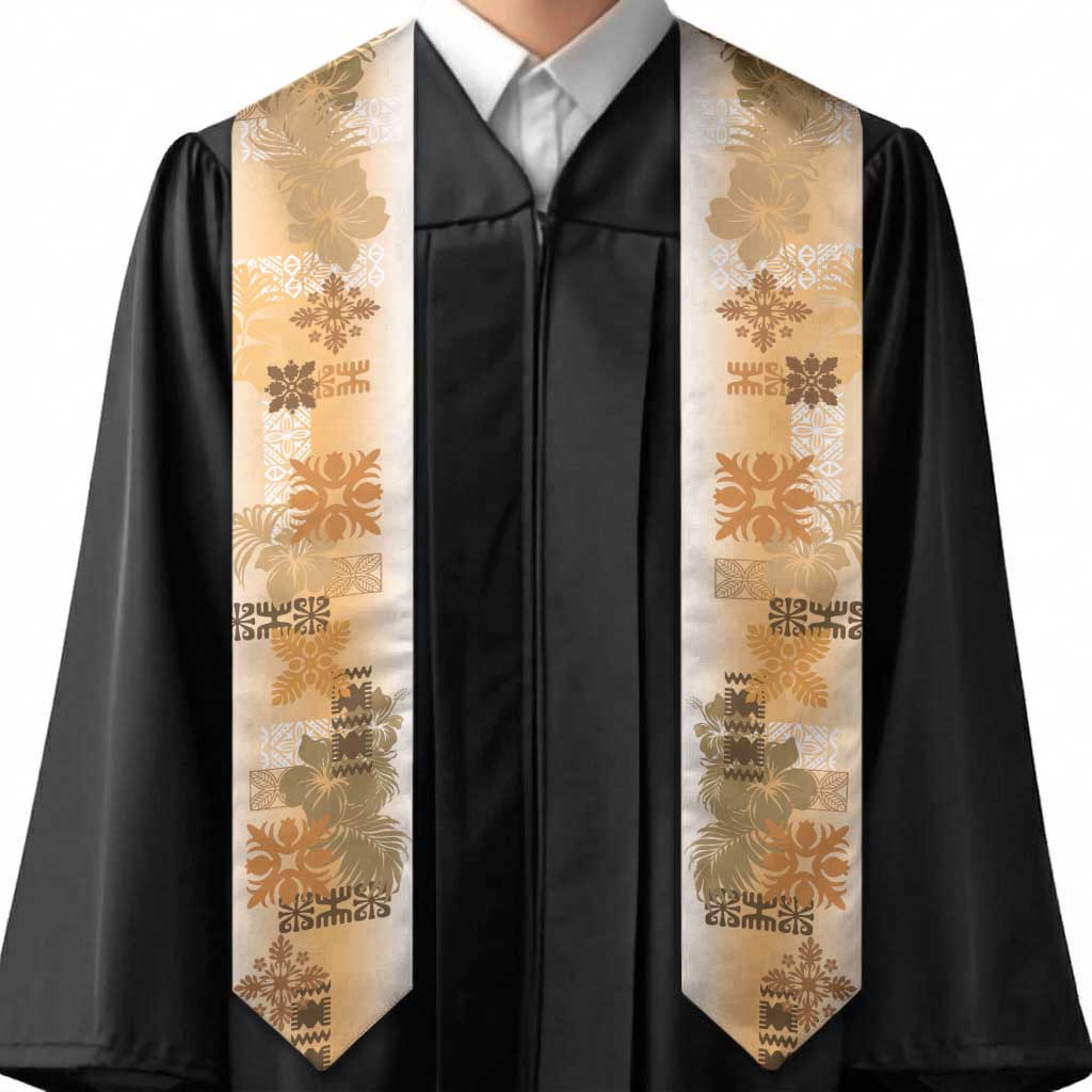 Hawaiian Quilt Graduation Stole Vintage Pattern Brown LT05 - Polynesian Pride