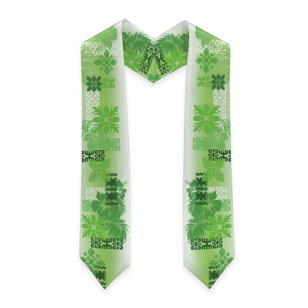 Hawaiian Quilt Graduation Stole Vintage Pattern Green LT05 - Polynesian Pride