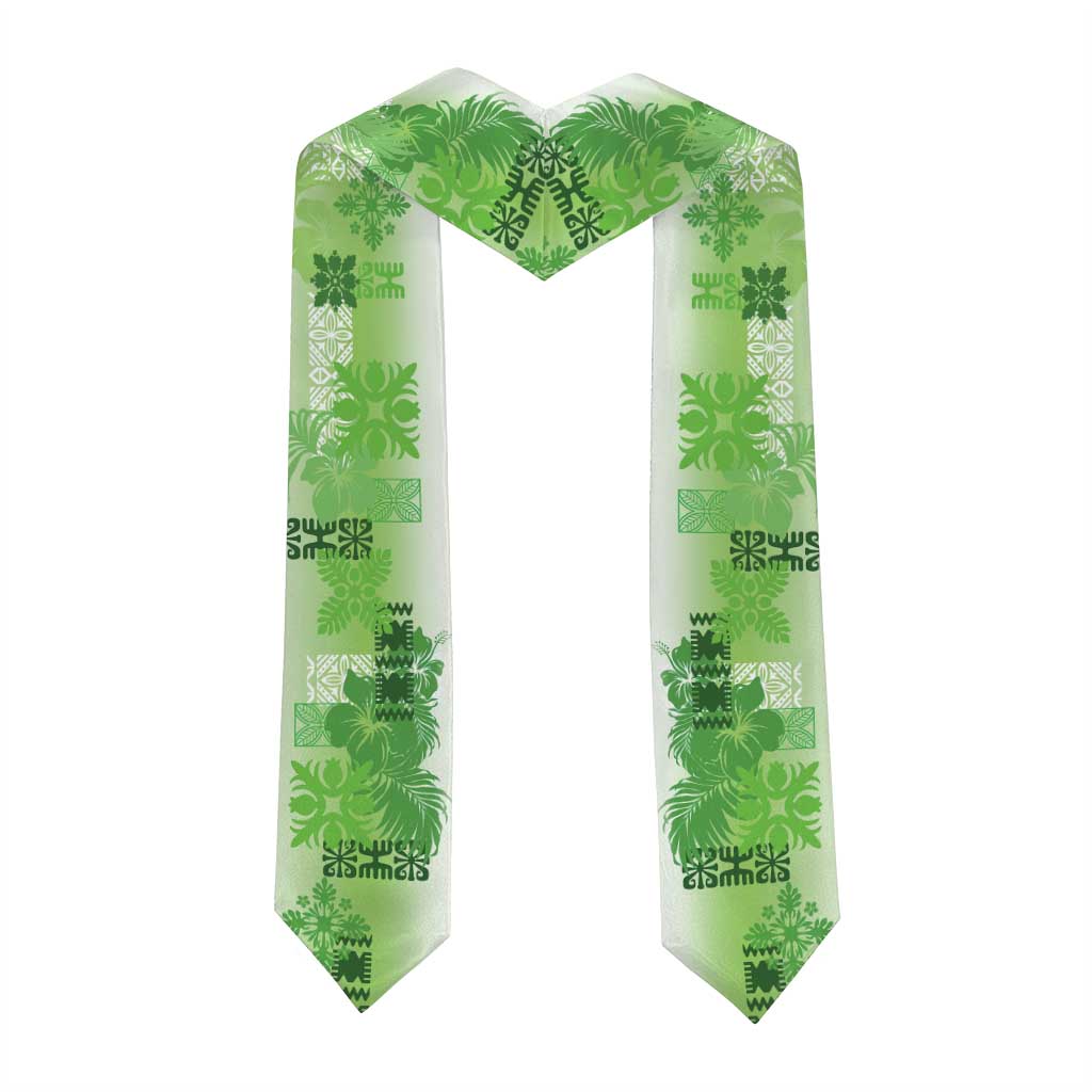 Hawaiian Quilt Graduation Stole Vintage Pattern Green LT05 - Polynesian Pride