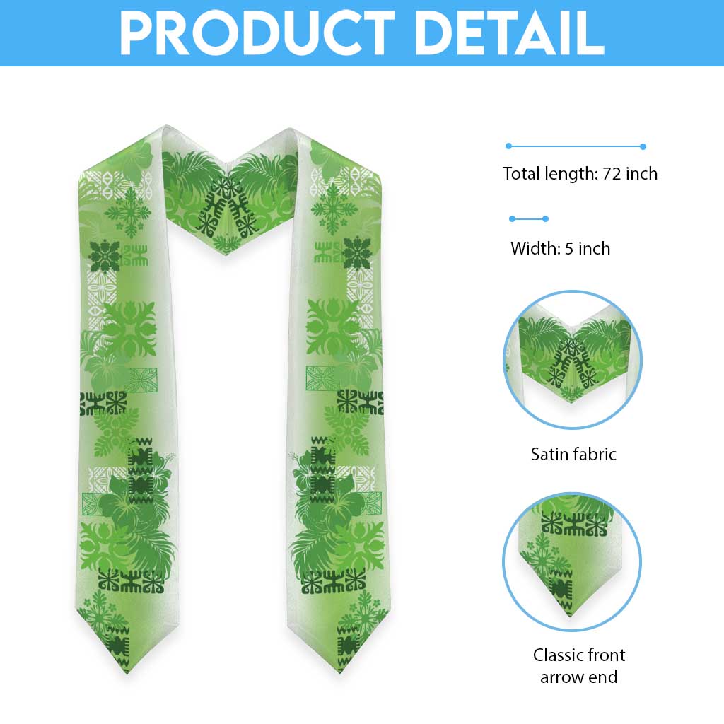 Hawaiian Quilt Graduation Stole Vintage Pattern Green LT05 - Polynesian Pride