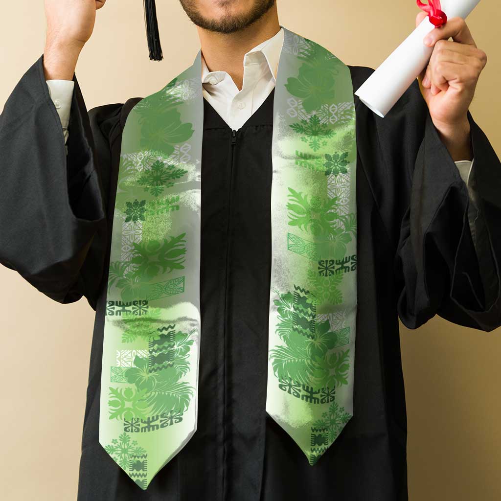 Hawaiian Quilt Graduation Stole Vintage Pattern Green LT05 - Polynesian Pride