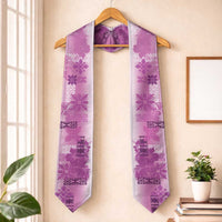 Hawaiian Quilt Graduation Stole Vintage Pattern Pink LT05 One Size Pink - Polynesian Pride