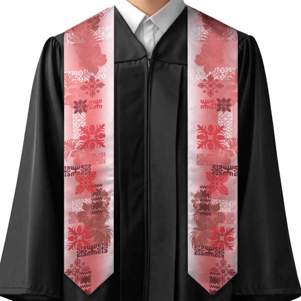 Hawaiian Quilt Graduation Stole Vintage Pattern Red LT05 - Polynesian Pride