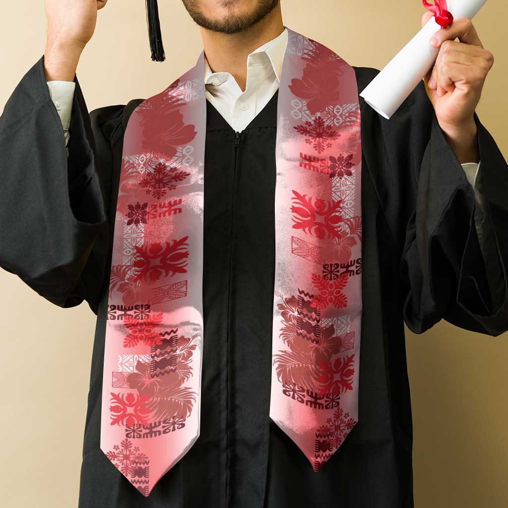 Hawaiian Quilt Graduation Stole Vintage Pattern Red LT05 - Polynesian Pride