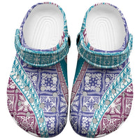 Hawaiian Quilt Pattern Clogs Shoes Purple Blue Color Mixed - Polynesian Pride