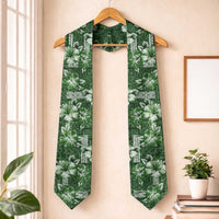 Hawaiian Quilt Pattern Graduation Stole Hibiscus and Tribal Element Vintage Green Vibe