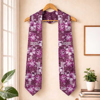 Hawaiian Quilt Pattern Graduation Stole Hibiscus and Tribal Element Vintage Pink Vibe LT03 One Size Pink - Polynesian Pride