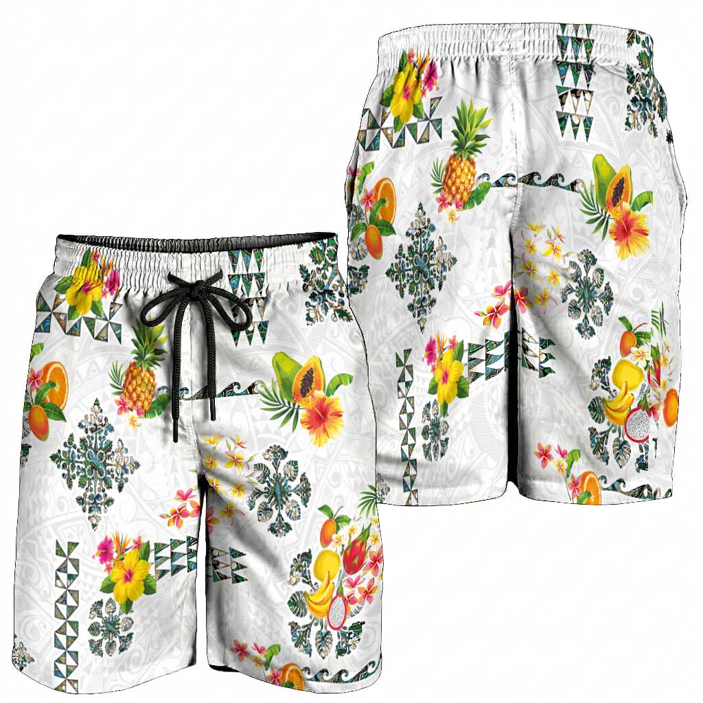 Hawaiian Quilts Shorts for Men Tropical Fruits and Plants