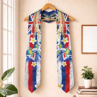 Hawaiian Sea Turtles and Plumeria Graduation Stole with Lei and Flag Grunge Style LT03 One Size Multicolor - Polynesian Pride