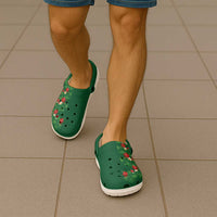 Hawaiian Taro Leaves-Hibiscus and Plumeria Clogs Shoes Polynesian Art-Kakau Tattoo Green LT03 - Polynesian Pride