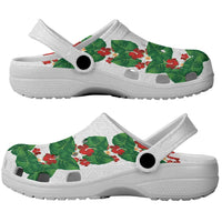 Hawaiian Taro Leaves-Hibiscus and Plumeria Clogs Shoes Polynesian Art-Kakau Tattoo White LT03 - Polynesian Pride