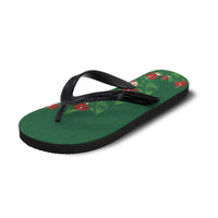 Hawaiian Taro Leaves-Hibiscus and Plumeria Flip Flops Polynesian Art-Kakau Tattoo Green LT03 - Polynesian Pride