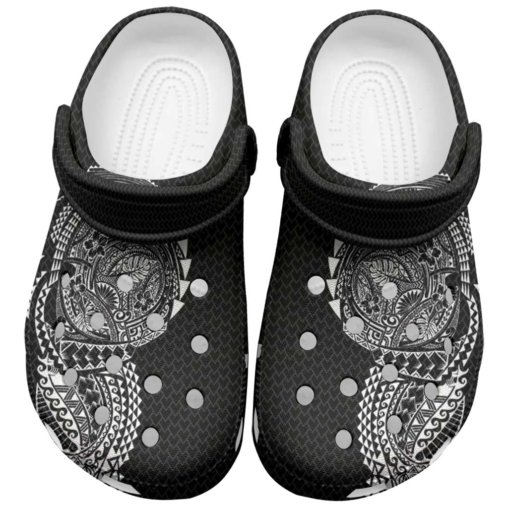 Hawaiian Traditional Tattoos Clogs Shoes Kakau Tribal Tropical Plant Motif Black Color LT03 Black - Polynesian Pride