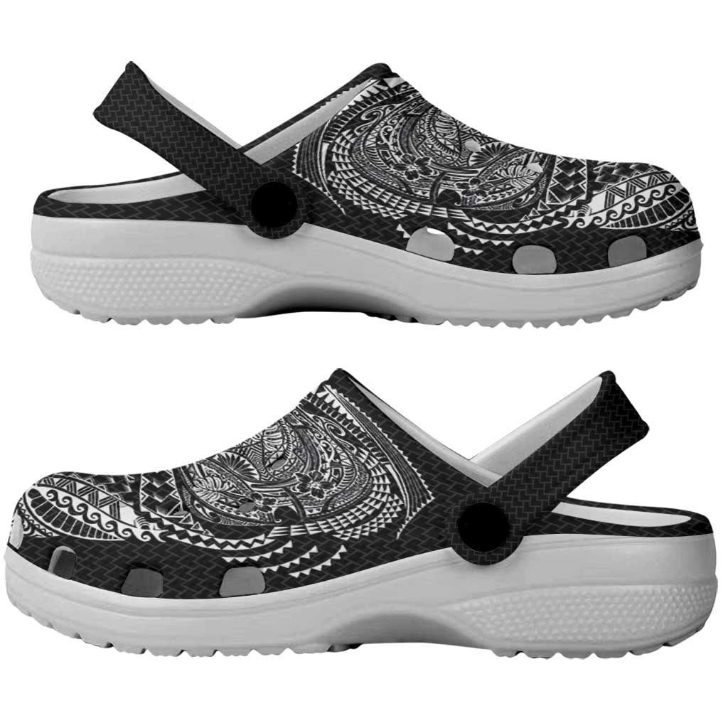 Hawaiian Traditional Tattoos Clogs Shoes Kakau Tribal Tropical Plant Motif Black Color LT03 - Polynesian Pride