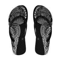 Hawaiian Traditional Tattoos Flip Flops Kakau Tribal Tropical Plant Motif Black Color LT03 Black - Polynesian Pride