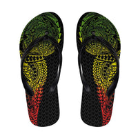 Hawaiian Traditional Tattoos Flip Flops Kakau Tribal Tropical Plant Motif Kanaka Maoli Flag Color Inspired LT03 Multicolor - Polynesian Pride