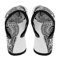 Hawaiian Traditional Tattoos Flip Flops Kakau Tribal Tropical Plant Motif White Color LT03 - Polynesian Pride