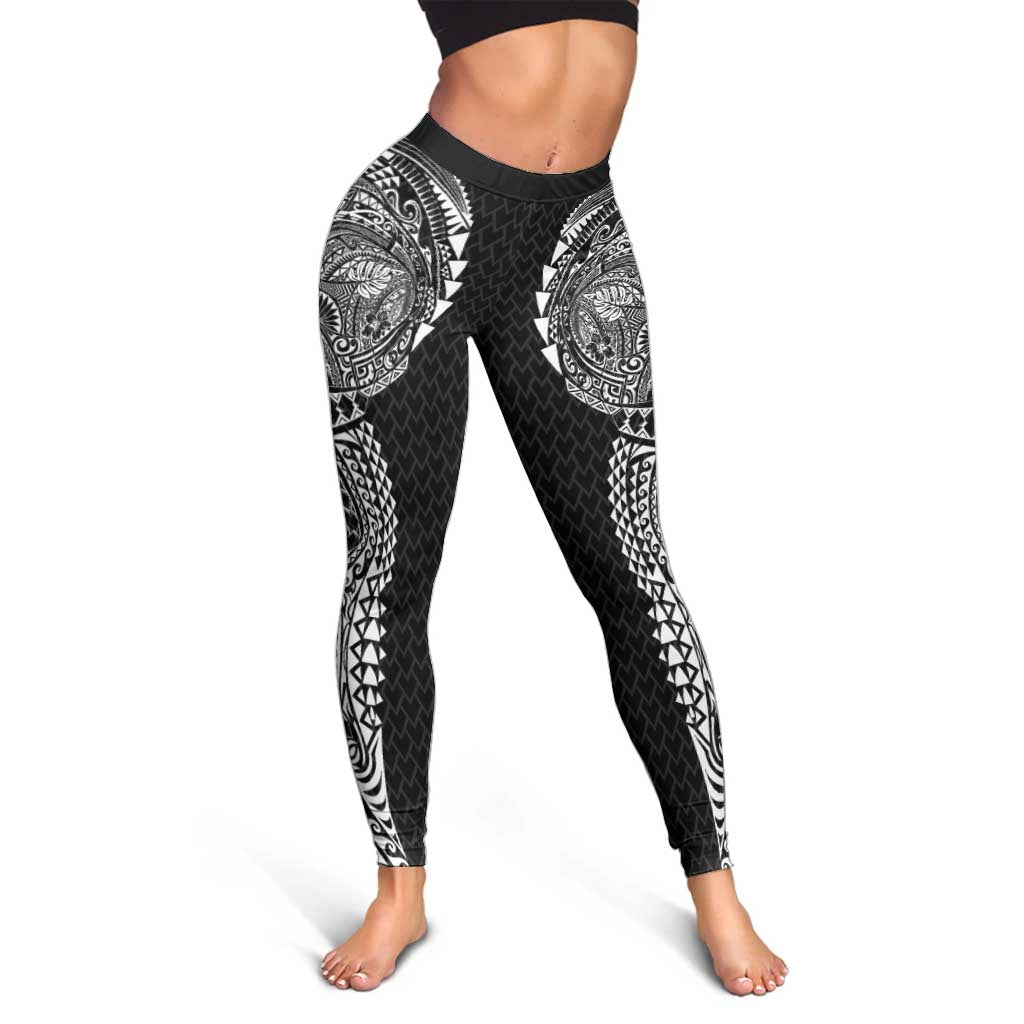 Hawaiian Traditional Tattoos Leggings Kakau Tribal Tropical Plant Motif Black Color LT03 - Polynesian Pride