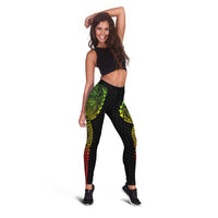 Hawaiian Traditional Tattoos Leggings Kakau Tribal Tropical Plant Motif Kanaka Maoli Flag Color Inspired LT03 - Polynesian Pride