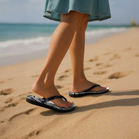 Hawaiian Tribal Manta Ray Flip Flops Kakau Tattoo and Polynesian Art Motif Pattern LT03 - Polynesian Pride