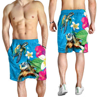 Hawaiian Tropical Flower Honu Shorts for Men Under The Blue Water LT03 - Polynesian Pride