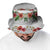 Hawaiian Tropical Flowers and Tribal Polynesian Tattoo Bucket Hat White Color - Polynesian Pride