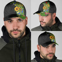 Hawaiian Tropical Plants and Chameleon Classic Cap Polynesian Art Colorful LT03