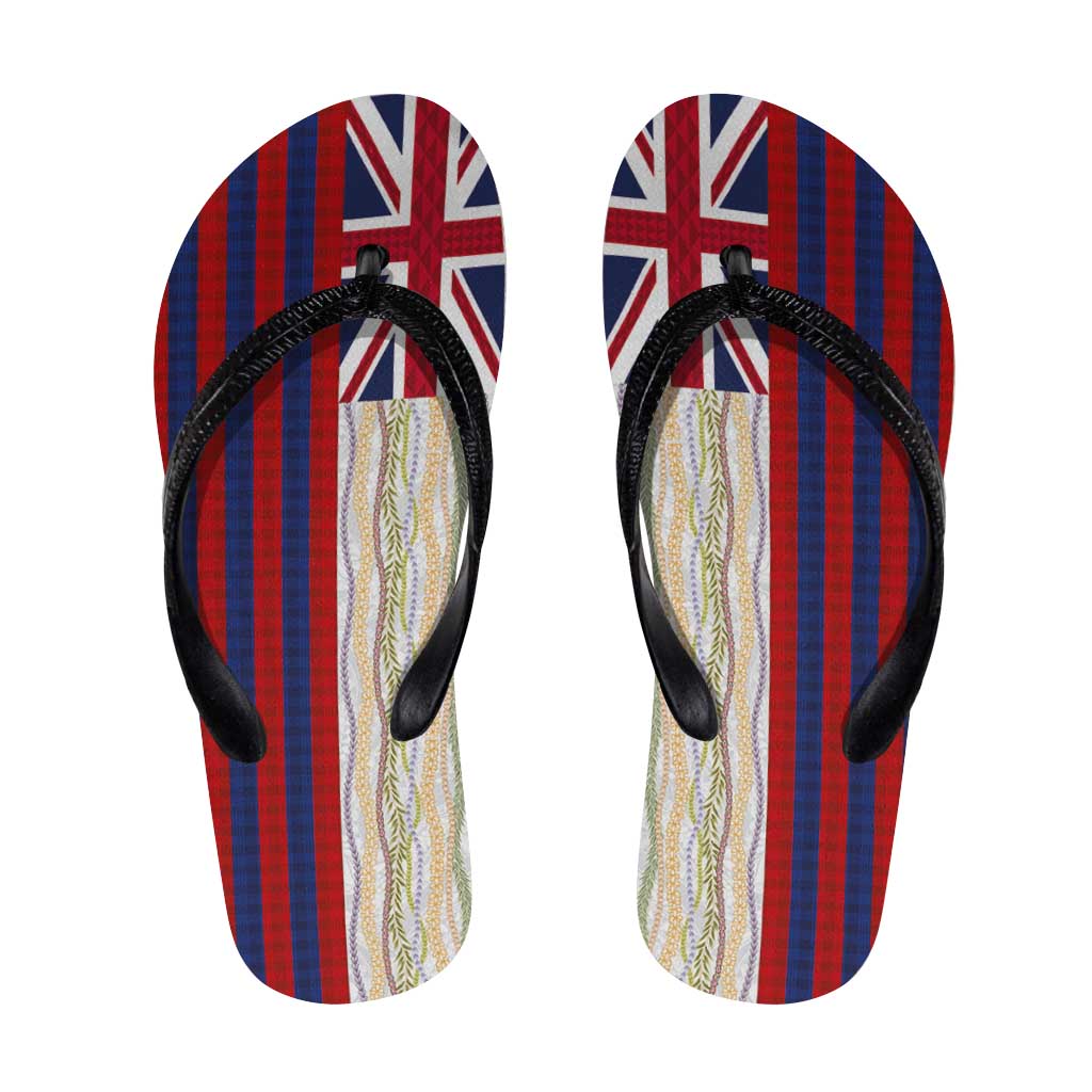 Hawaiian Tropical Plants Lei Flip Flops National Flag Style - Polynesian Pride