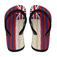 Hawaiian Tropical Plants Lei Flip Flops National Flag Style - Polynesian Pride