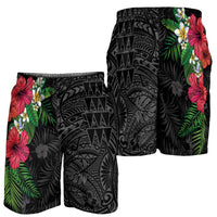 Hawaiian Tropical Plants Shorts for Men Kakau Tattoo and Polynesian Pattern Half Black Color LT03 - Polynesian Pride