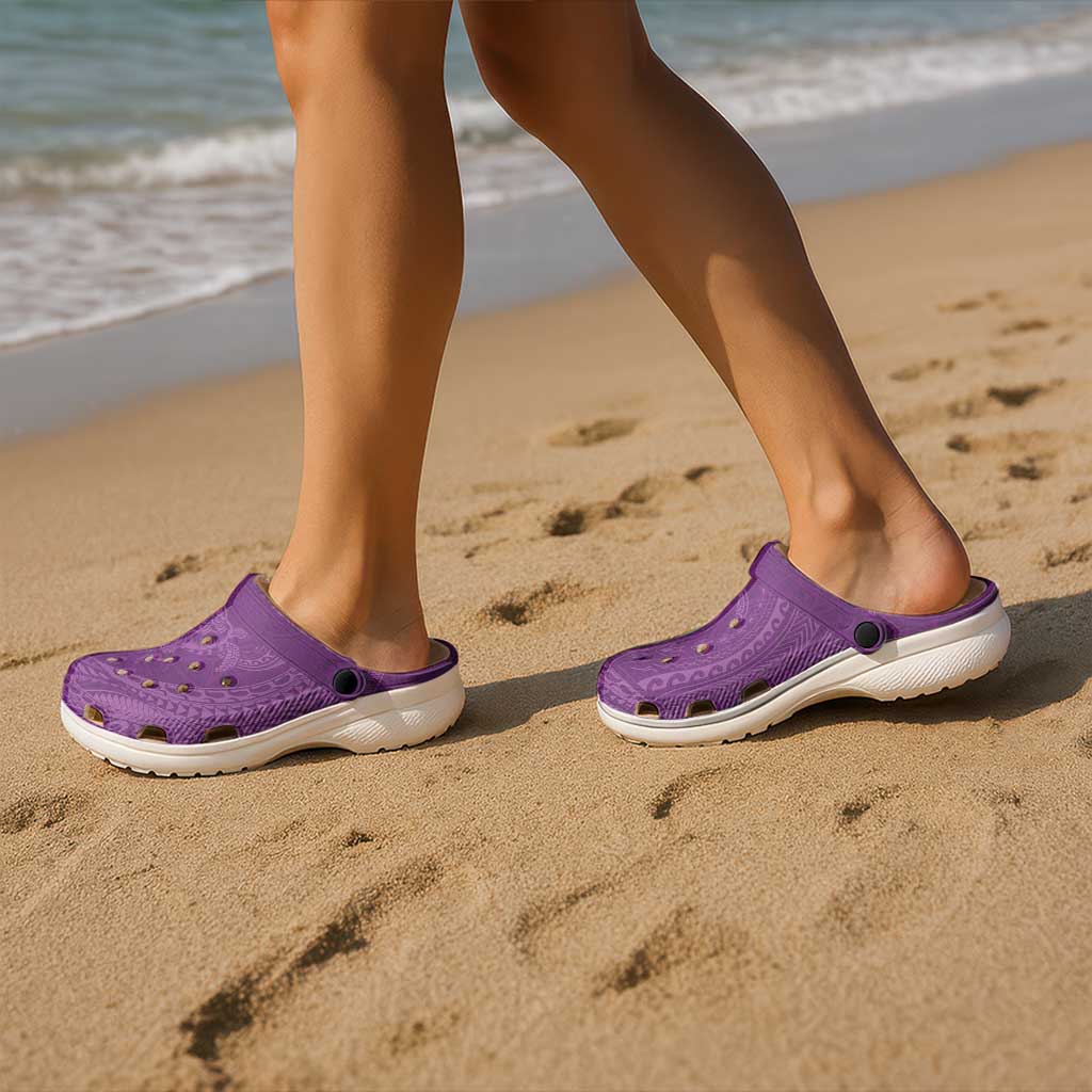 Hawaiian Turtle and Shark Clogs Shoes Kakau Tribal with Polynesian Pattern Pink Color LT03 - Polynesian Pride