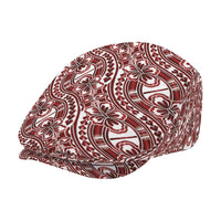 Hibiscus Bloom Island Tribal Waves Jeff Hat Red Polynesian Pattern LT01 - Polynesian Pride