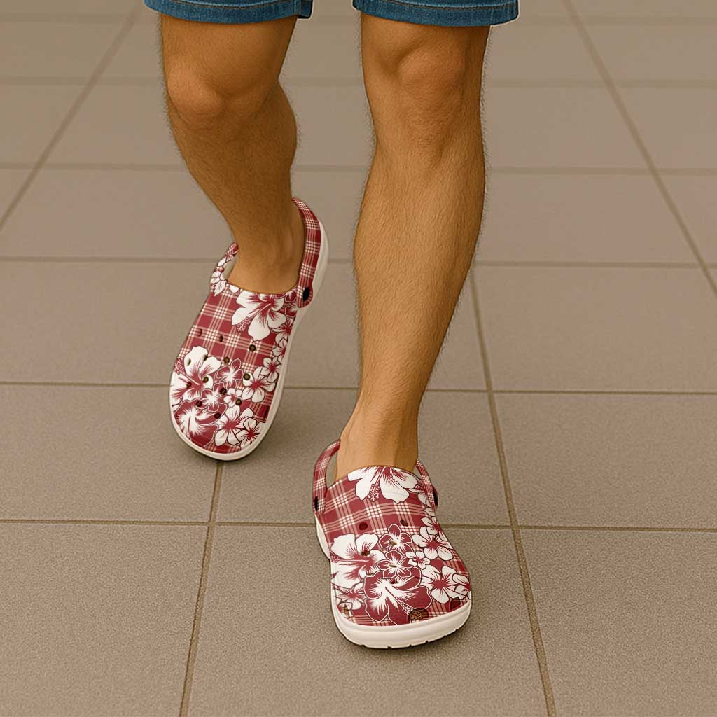 Hibiscus Pakala Fantasy Red Clogs Shoes Tropical Floral Stylized - Polynesian Pride