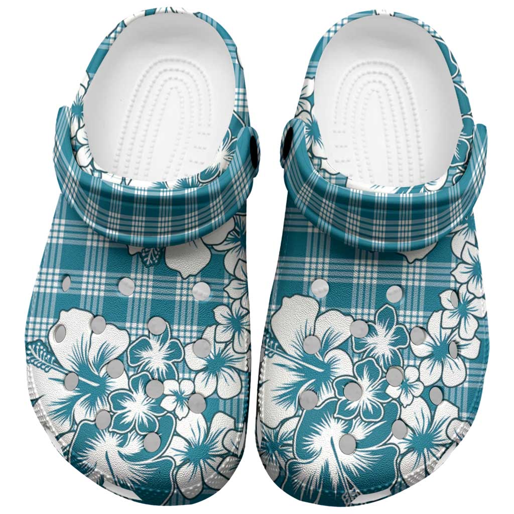 Hibiscus Pakala Ocean Depths Blue Clogs Shoes Tropical Floral Stylized - Polynesian Pride