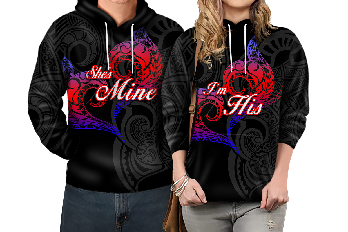 Valentine Day Guam Couple Hoodie Heart Tribal LT12 6XL - Polynesian Pride