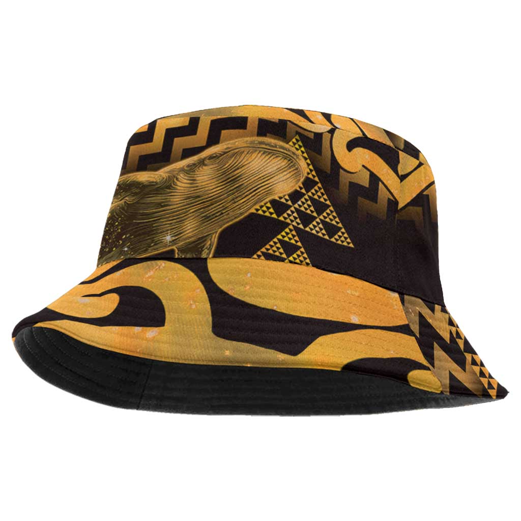 Humpback Whale Matariki New Zealand Bucket Hat NZ Maori Paikea Poutama Luxury Gold