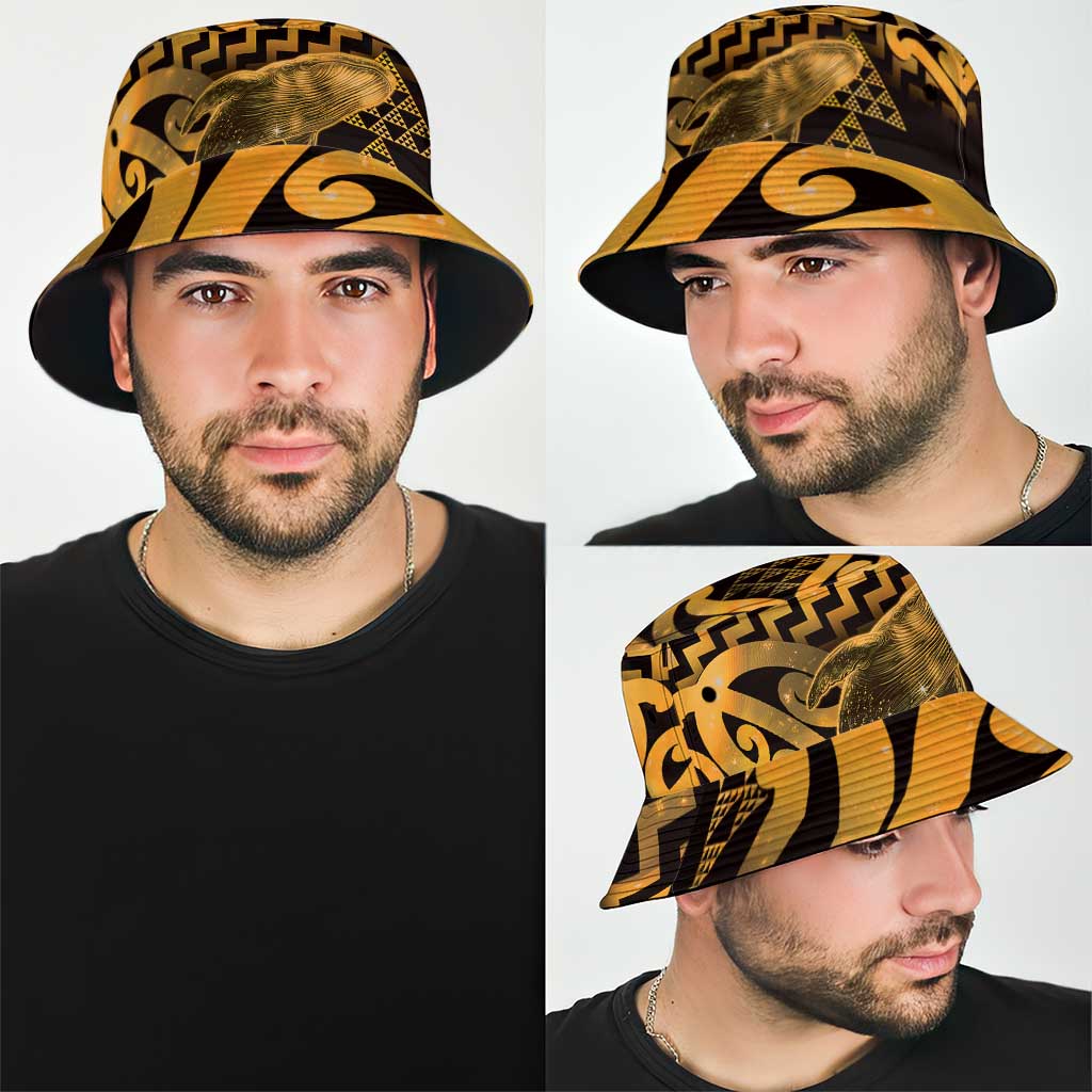 Humpback Whale Matariki New Zealand Bucket Hat NZ Maori Paikea Poutama Luxury Gold LT14 - Polynesian Pride