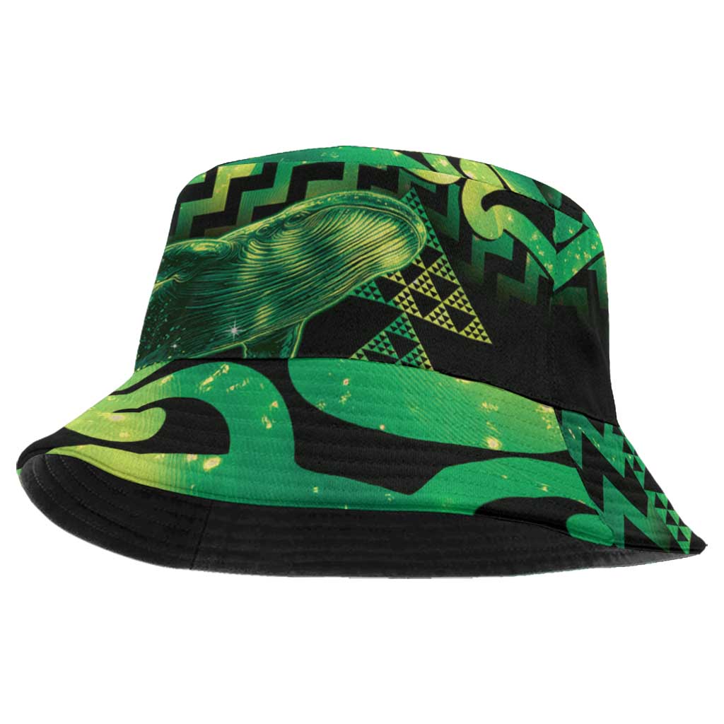 Humpback Whale Matariki New Zealand Bucket Hat NZ Maori Paikea Poutama Luxury Green