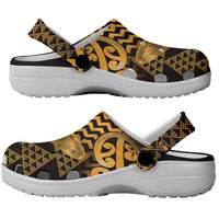 Humpback Whale Matariki New Zealand Clogs Shoes NZ Maori Paikea Poutama Luxury Gold LT14 - Polynesian Pride