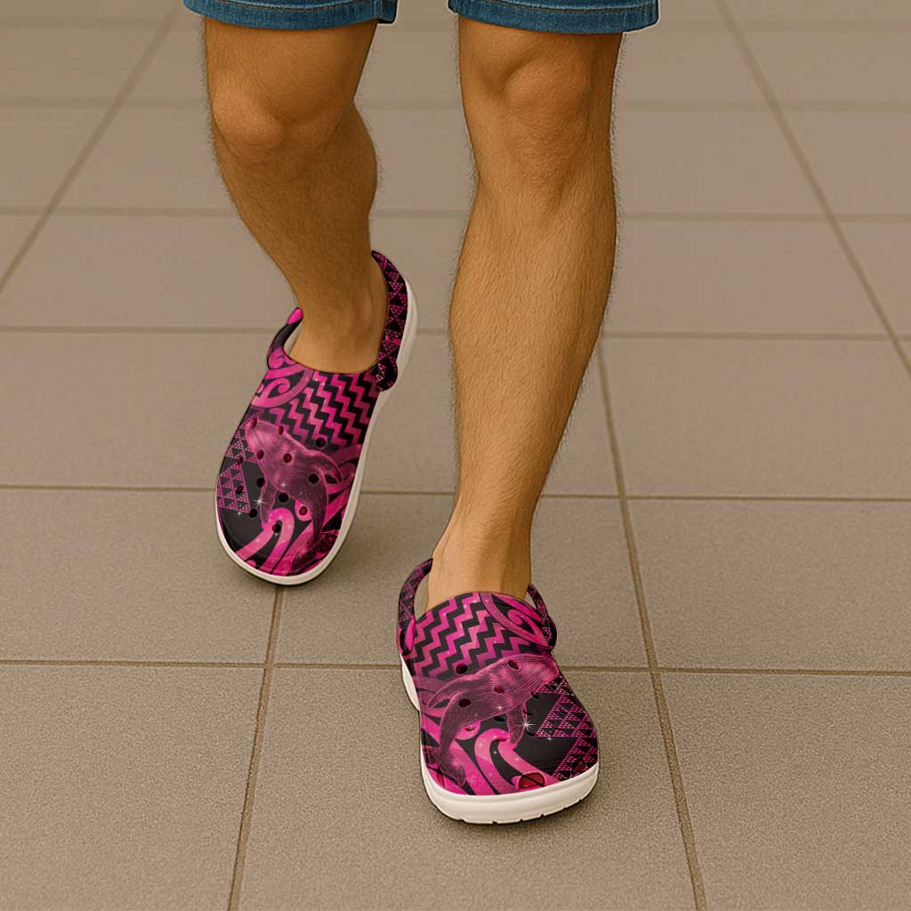 Humpback Whale Matariki New Zealand Clogs Shoes NZ Maori Paikea Poutama Luxury Pink LT14 - Polynesian Pride