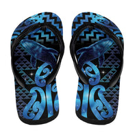 Humpback Whale Matariki New Zealand Flip Flops NZ Maori Paikea Poutama Luxury Blue